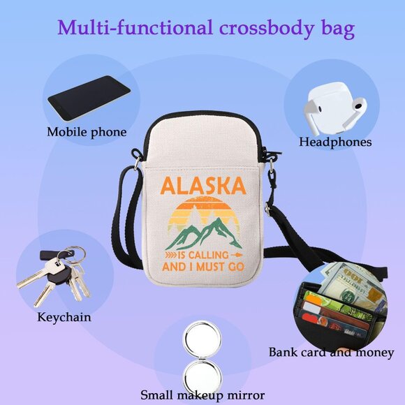 Trendy Canvas Crossbody Makeup Bag - Versatile Cosmetic Organizer for Travel - Picture 6 of 6